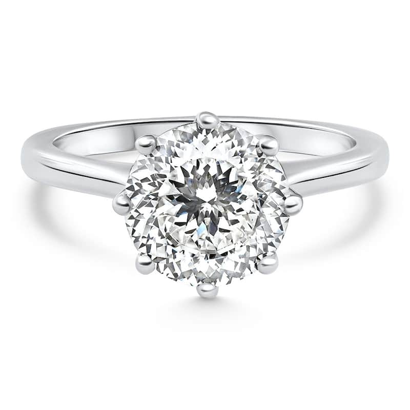 Bliss Diamond Certified 3Ct Portuguese Cut Diamond Engagement Ring White Gold Lab Grown