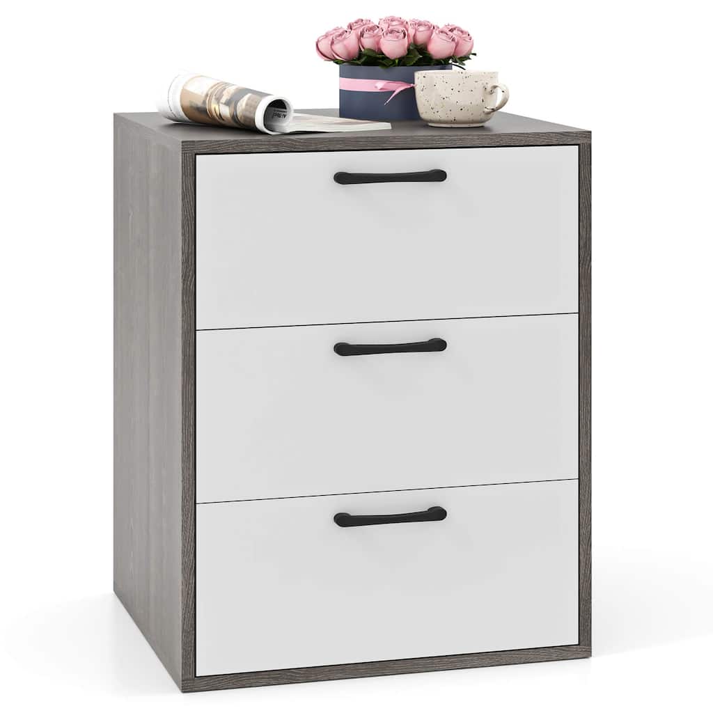 Costway 3 Drawer Dresser Chest of Drawer Storage Cabinet with Wide