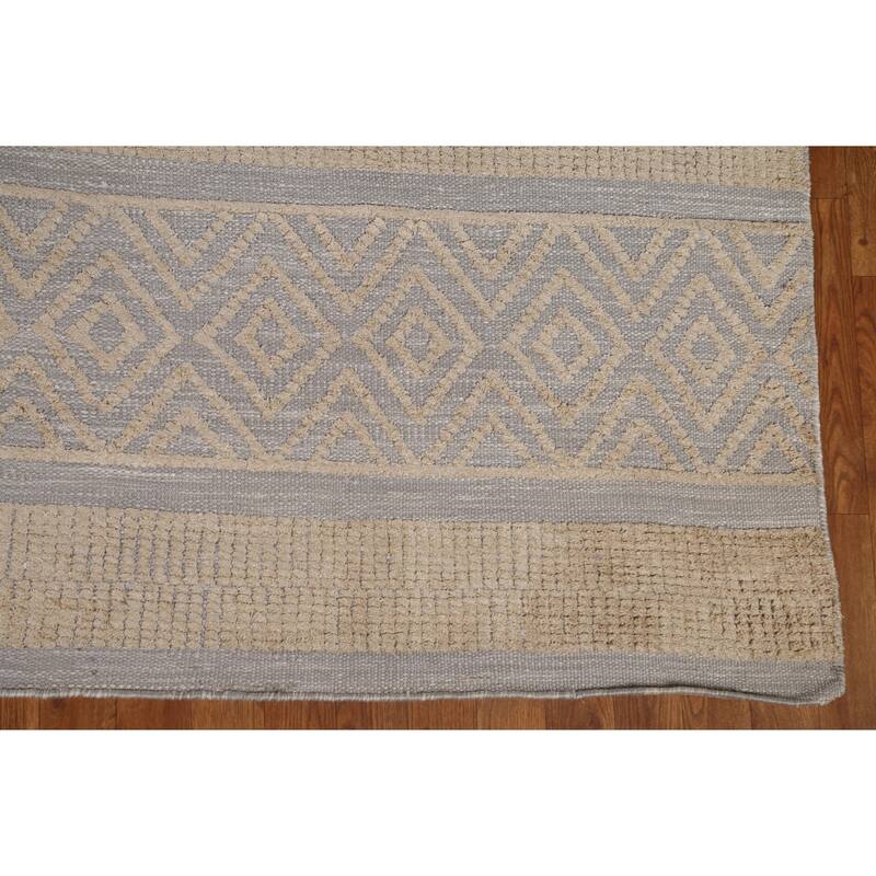 Hand Knotted Oriental 100% Wool Carpet Modern Tribal Greys & Charcoal Moroccan Area Rug - 9' 9'' X 8' 1''