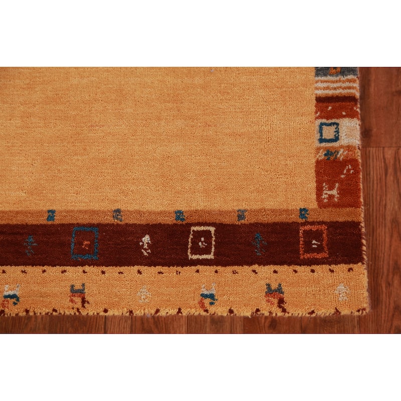Hand Knotted Oriental 100% Wool Carpet Tribal Tribal Oranges & Rust Gabbeh Area Rug - 3' 0'' X 2' 0''