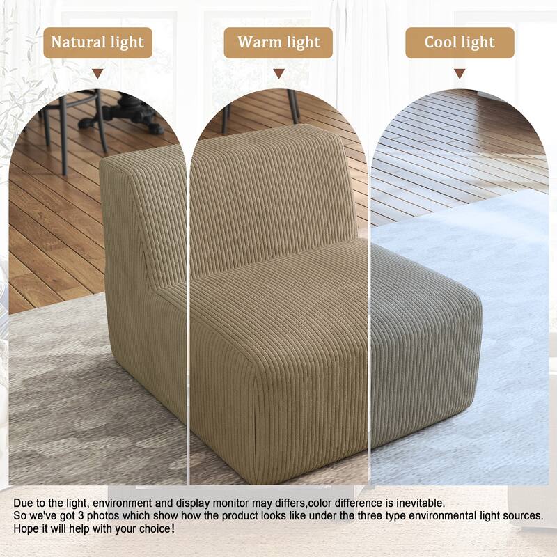Corduroy Armless Chair Accent Chair