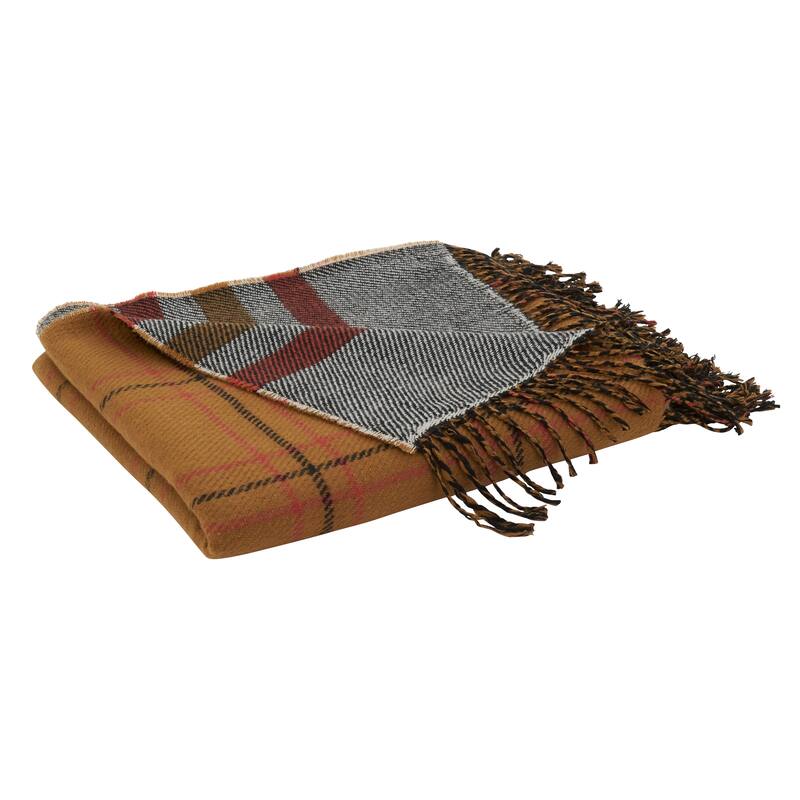 Plaid Throw Blanket With Reversible Design