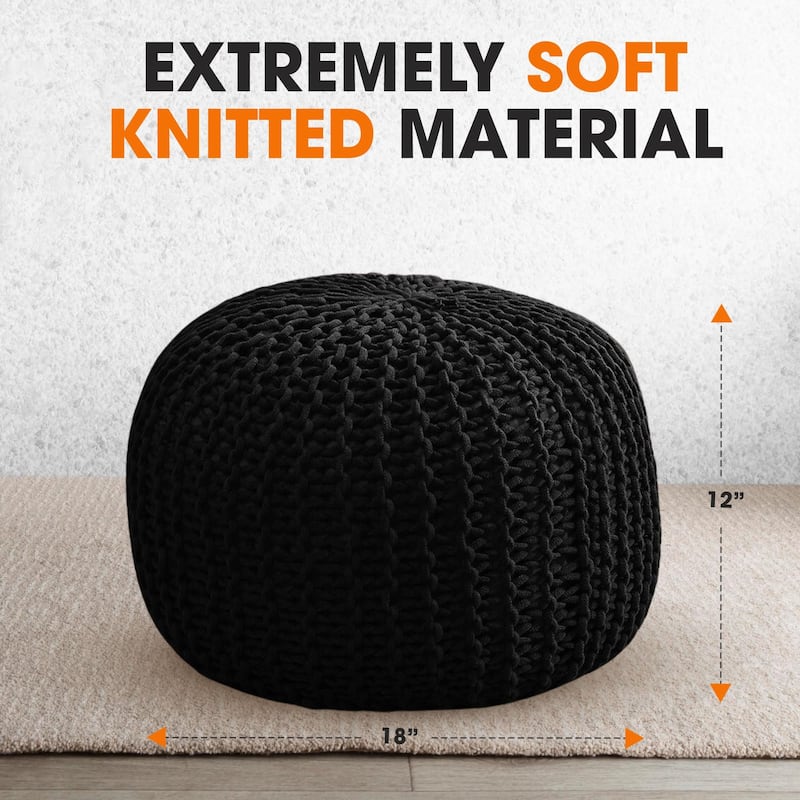 Cheer Collection Decorative 18-inch Chunky Hand-knit Pouf Ottoman