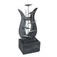 preview thumbnail 3 of 5, Silver and Grey Modern Abstract Metal Floral Cement Outdoor Fountain - 37" H