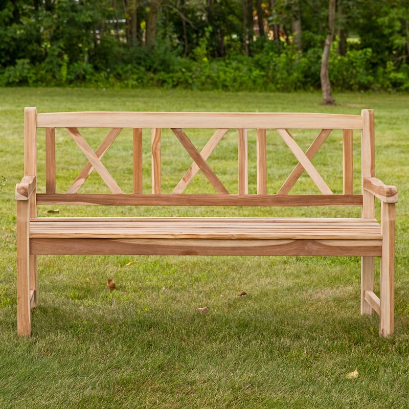 Sunnydaze 2-Person Teak Patio Bench for Outside