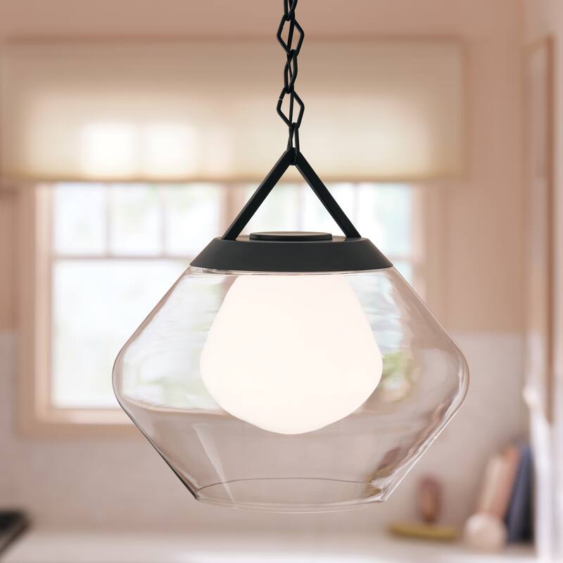 Kichler Lighting Nella 16 Inch 1 Light Pendant with Clear Outer Glass with Opal Interior Glass in Black - 12