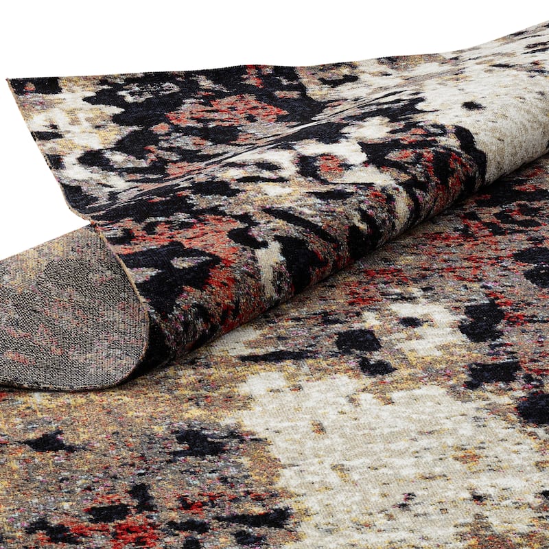 Porch & Den Polo Ebony/ Red Abstract Indoor/Outdoor Area Rug