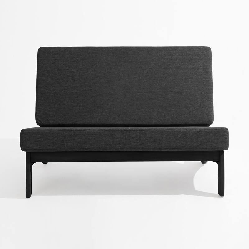 Outdoor Teak Wood Waterproof Armless Chair Loveseat with Cushions