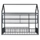 preview thumbnail 68 of 70, Metal House Bed with Metal Grid and Storage Shelves, Twin/Full Size Floor Montessori Bed with Roof Frame and Fence Guardrails