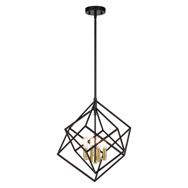 Rad 4 Light Mid-Century Modern Geometric Cage Bulb Pendant