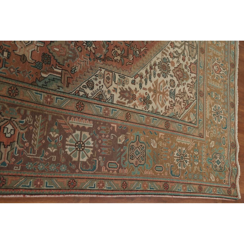 Handmade Geometric Tabriz Persian Vintage Rug Oriental Wool Carpet - 9'10" x 12'7"