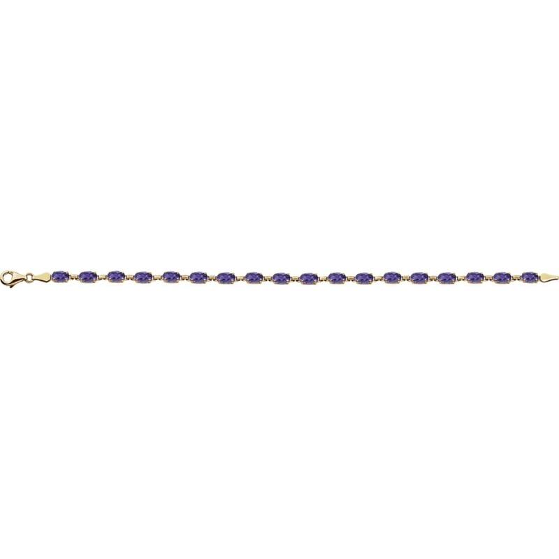 Curata 14k Yellow Gold Amethyst Amethyst 7.25 Inch Bracelet