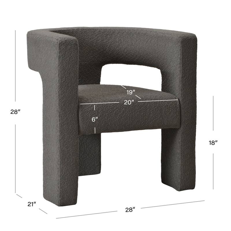 KINWELL 28" Wide Boucle Upholstered Square Armchair (Set of 2)
