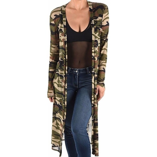 long camo cardigan sweater