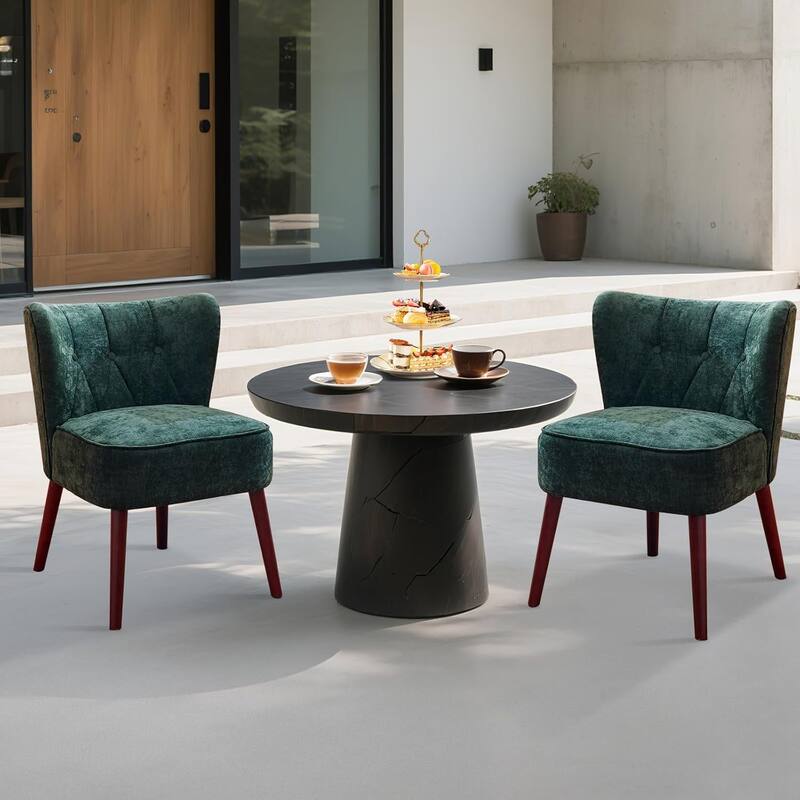 Modern Wingback Living Room Chair, Upholstered Fabric Accent, Single Sofa Chair with Lounge Seat and Wood Legs