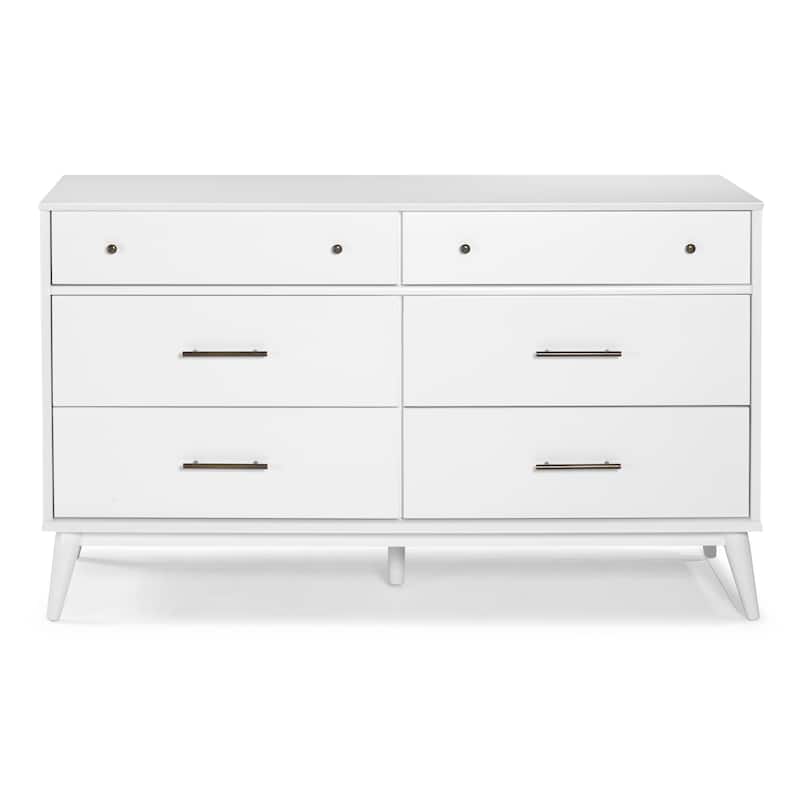 Mid-Century Castahno Solid Wood Six Drawer Dresser