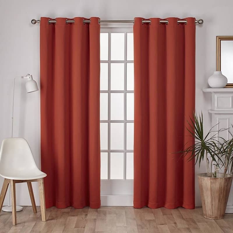 Porch & Den Boosalis Sateen Twill Blackout Curtain Panel Pair - 52" W X 84" L - Orange