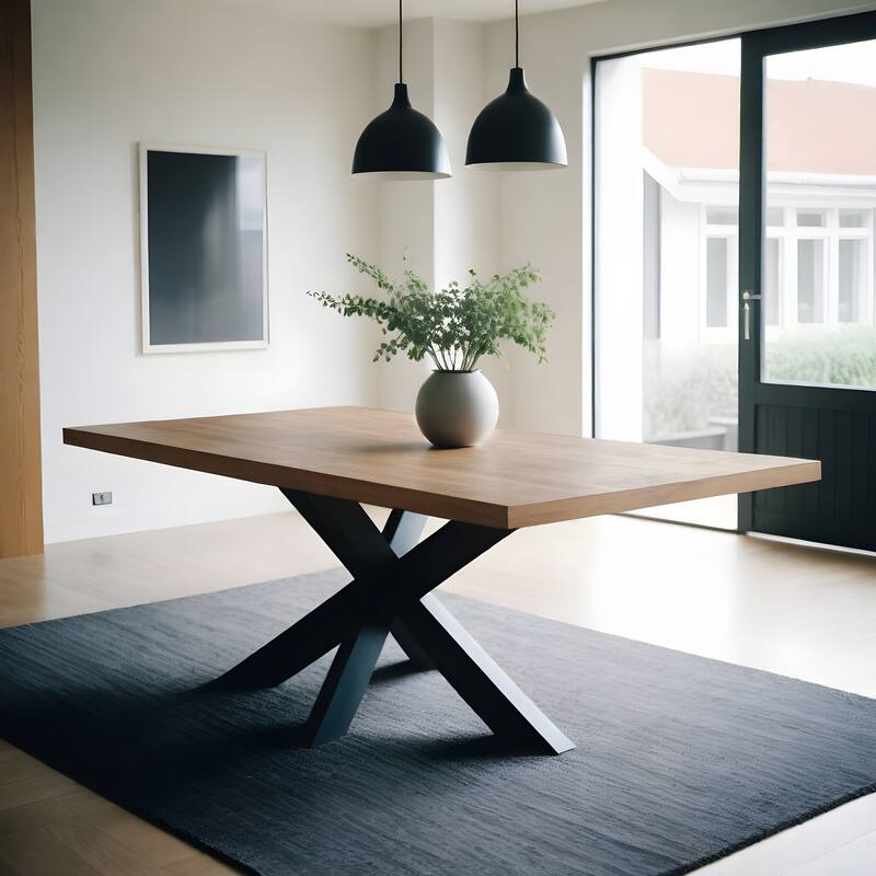 RRI Goods Modern Rectangle Dining Table - Mango Wood Top and Unique Spider Leg Design, 72-Inch
