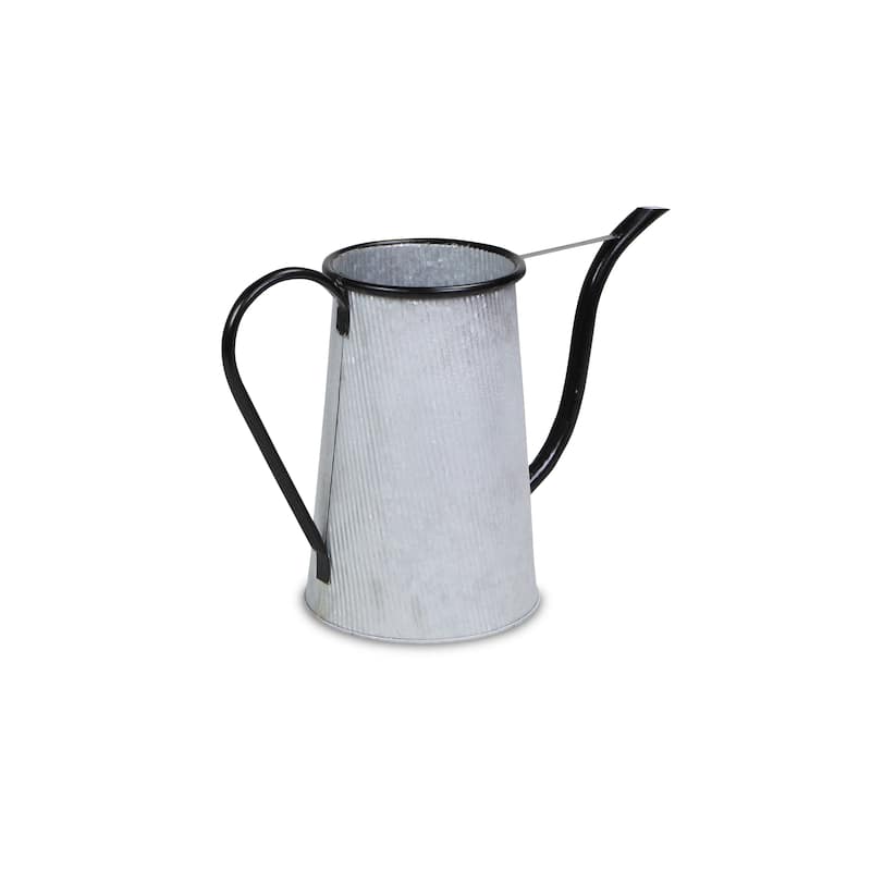 HomeRoots 10" Black And Gray Galvanized Metal Flowers And Garden Decorative Watering Can - 14.00 in. x 9.50 in. x 5.25 in.