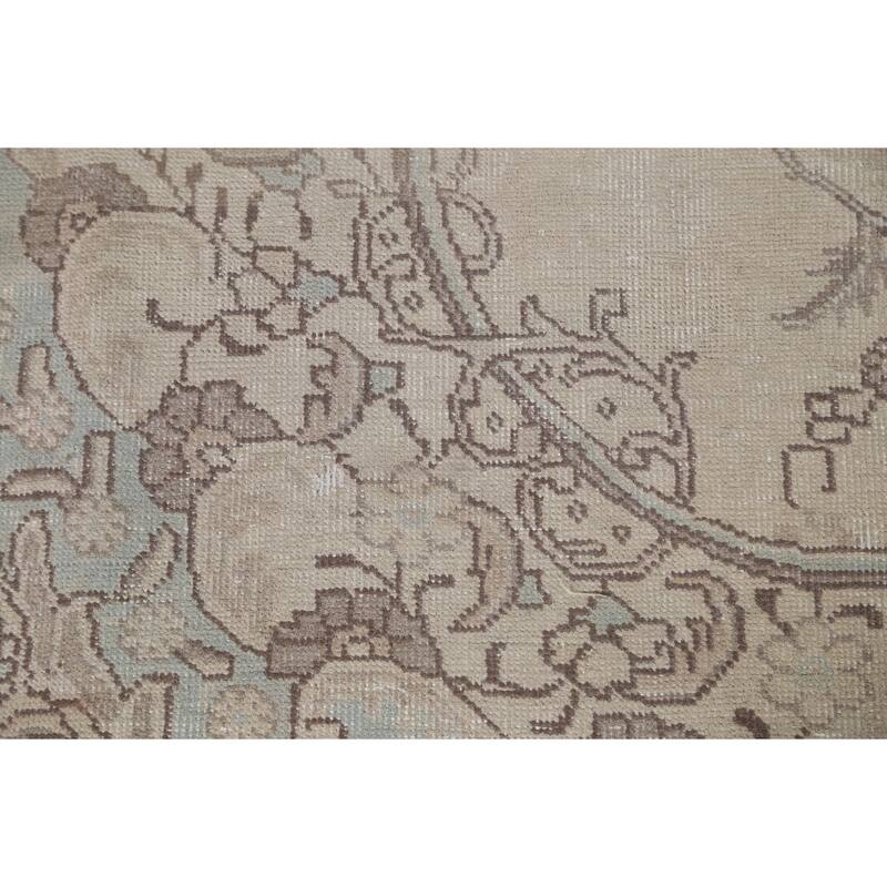 Hand Knotted Oriental 100% Wool Carpet Traditional Medallion Beige & Ivories Tabriz Area Rug - 9' 0'' X 6' 4''