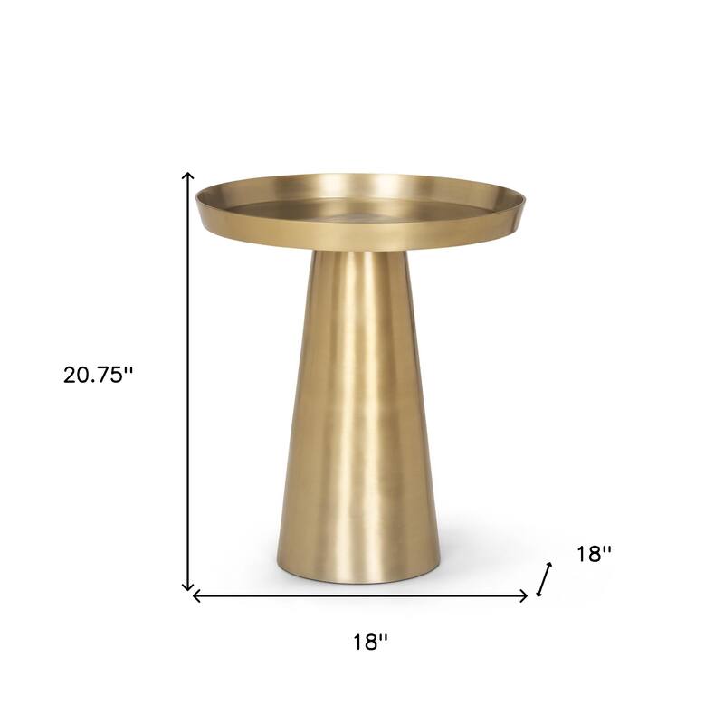 HomeRoots 18" Brass Aluminum Tray Table - 18.00 in. x 20.75 in. x 18.00 in.