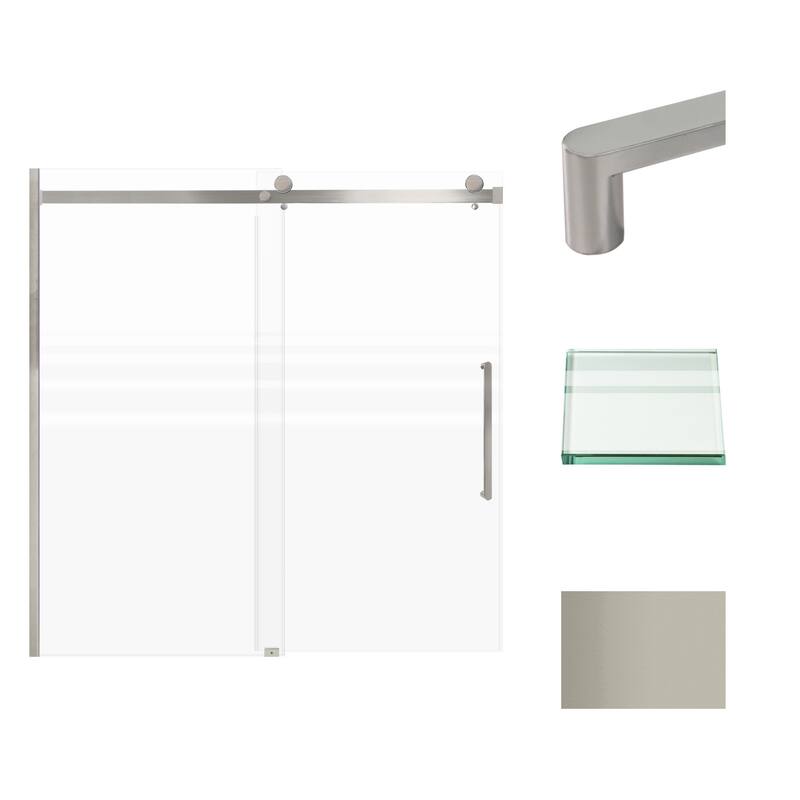Transolid MBDT606008FR-R 60" High x 60" Wide Bypass Frameless Shower - Brushed Stainless