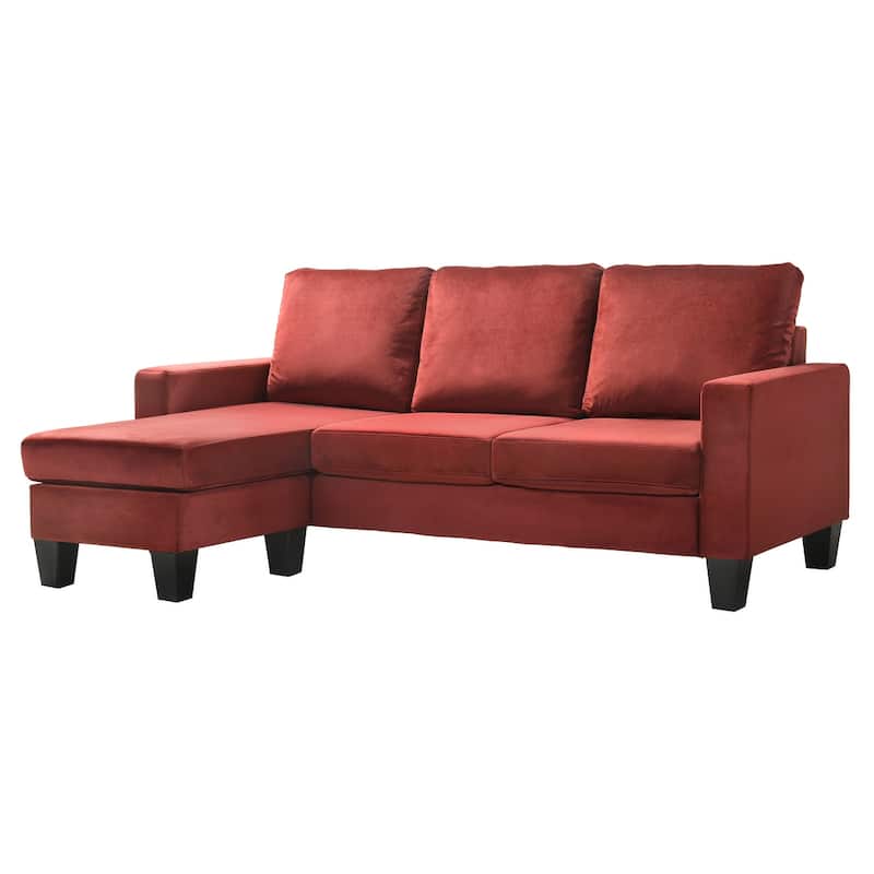 Jessica 77 in. W Flared Arm Velvet L Shaped Sofa - 52"L x 77"W x 33"H