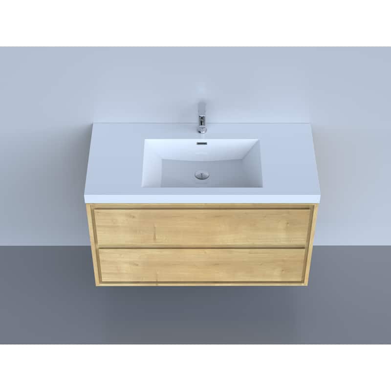 Sage 42" wall mounted bathroom vanity with single basin acrylic top