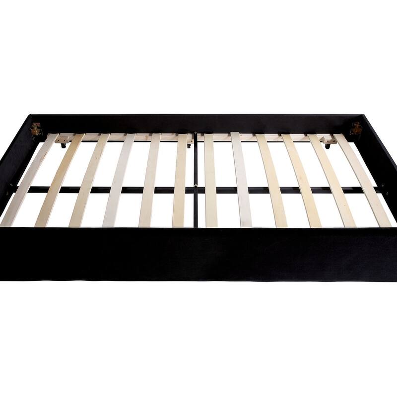 Tuxedo Design Daybed with Trundle, Button Tufted Upholstery and Nailhead Trim, Black