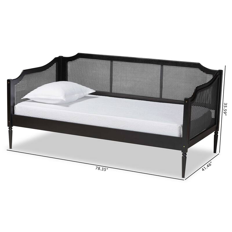 Ogden Mid-Century Modern Synthetic Rattan Daybed-Twin