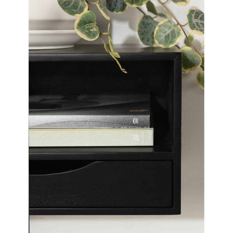 Kate and Laurel Hutton Floating Wall Shelf with Drawer - 12.5x10x7