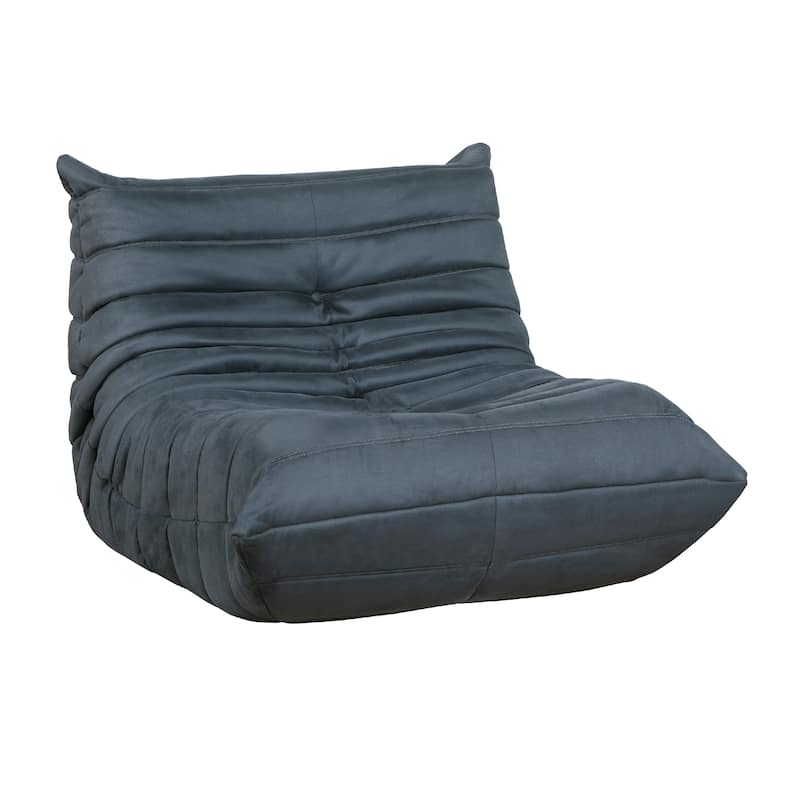 Revena Accent Floor Chair, Pleated Charcoal Gray Microfiber, Curved