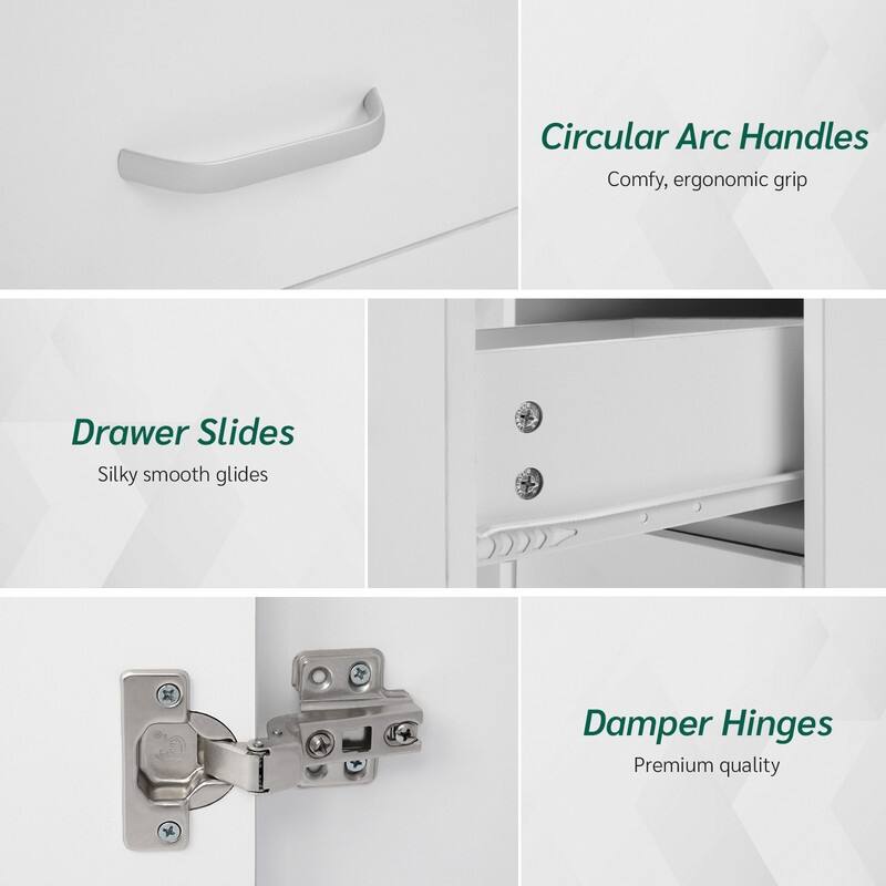 4 Removable Drawers Professional Nail Table with Fan White
