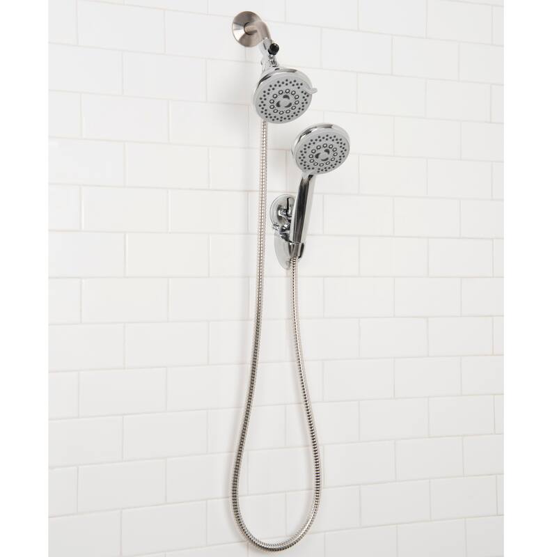 Bath Bliss 5 Function Luxury Dual Shower Head in Grey - 3.93" Rd x 9.5"