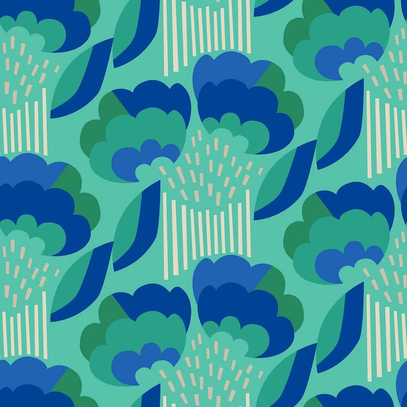 Megan Carter Retro Esme Aqua Peel and Stick Wallpaper