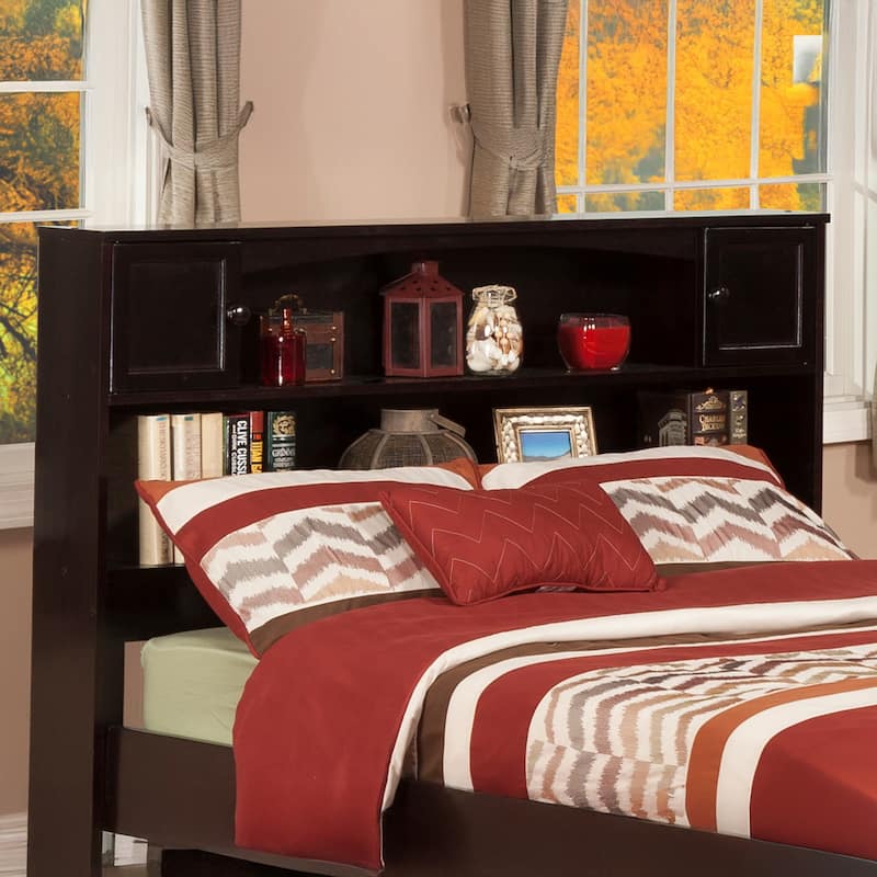 AFI Newport Bookcase Headboard with Attachable Charger - Espresso - Full