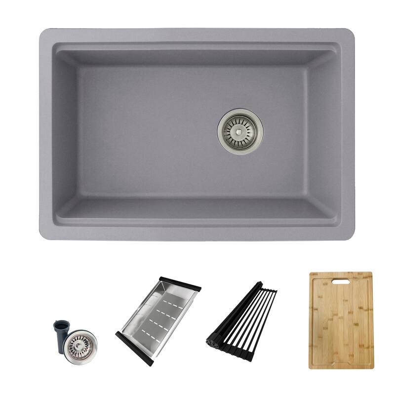 STYLISH Dual Mount 28" Single Bowl Composite Granite Kitchen Sink - 28" x 18" x 9.5"