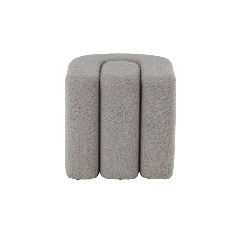 Polyester W-Shaped Ottoman with Connected Arches - White, Gray or Copper - Roche River Decor