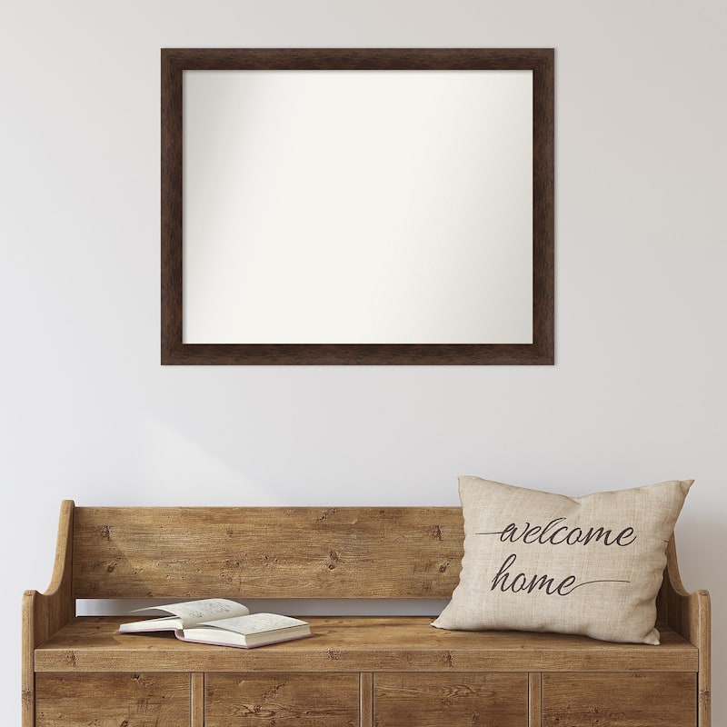 Warm Walnut Narrow Non-Beveled Wood Framed Wall Mirror - Warm Walnut Narrow