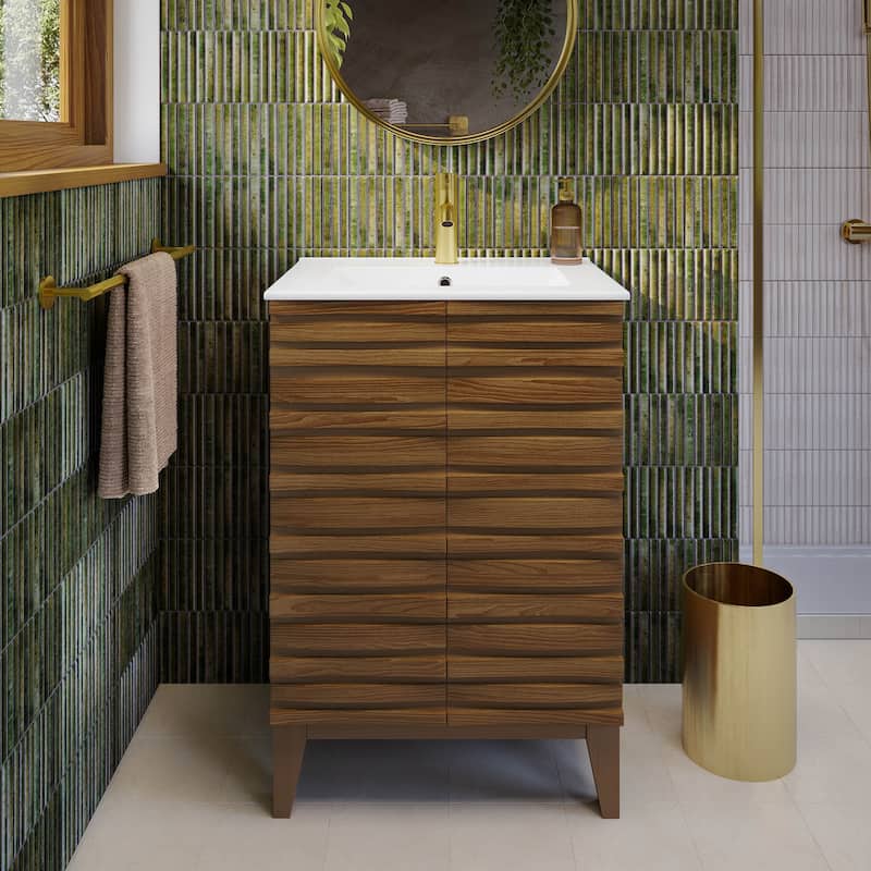 Cascade 24 '' Bathroom Vanity In Brown Oak