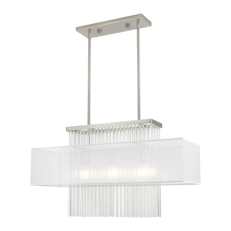 Livex Lighting 3-Light Linear Chandelier, 41143-91 - 30"L x 10"W x 26"-55"Adj. H