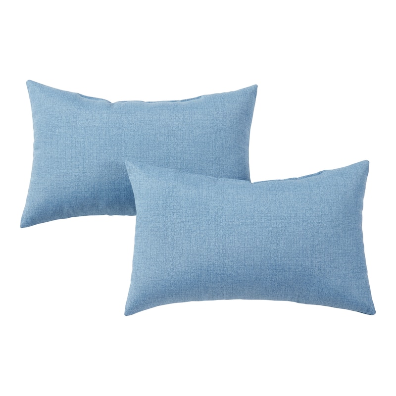 Solid Heathered Outdoor Lumbar Pillow (Set of 2) - Denim