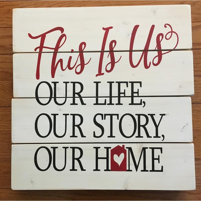This is Us Our Life Our Story Our Home Wood Wall Plaque 14 Inches Hand Painted - Multi