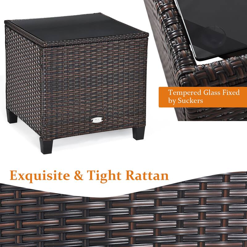 Costway 3PCS Patio Rattan Furniture Set Cushioned Conversation Set - See Details