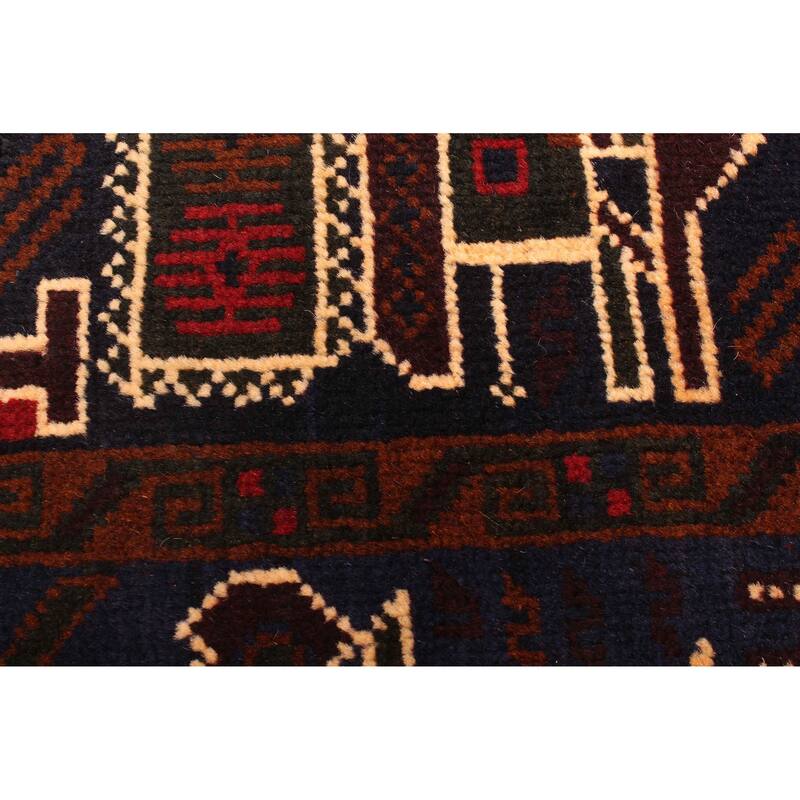 ECARPETGALLERY Hand-knotted Rare War Dark Navy Wool Rug - 2'9 x 4'6