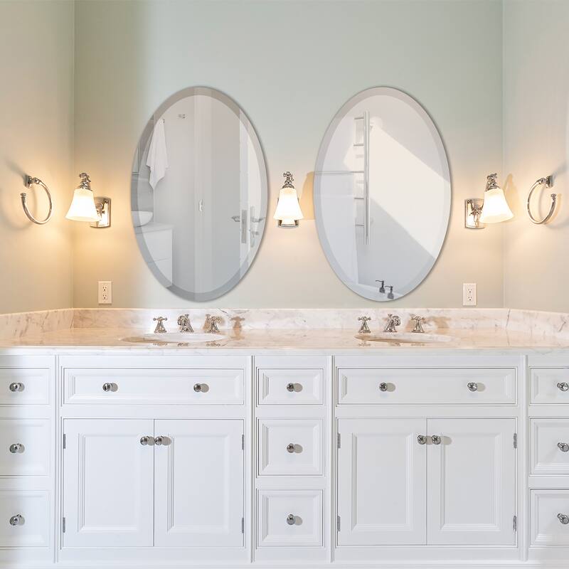 Wells Round Frameless Beveled Mirror