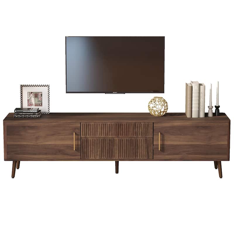 Solid Wood TV Stand Accent Media Console with 2 Drawers & 2 Cabinets