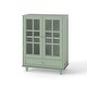 preview thumbnail 17 of 16, Anmytek Mint Green Vintage Glass Door Cabinet Kitchen Buffet Sideboard Living Room Display Storage