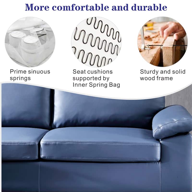 OVIOS Reversible Chaise Sofa With Fluffy Cushions Metal Legs