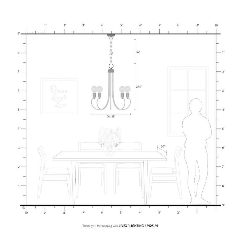 Livex Lighting 5-light Brushed Nickel Chandelier, 42925-91 - 25" Dia x 25.5" H